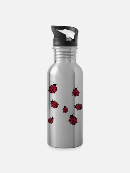 Kleiner Marienkäfer - Trinkflasche mit integriertem Trinkhalm - Lightsilver
