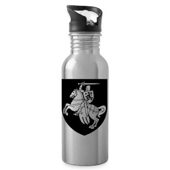 Ritter mit Schild - Wappen - Water bottle with straw - silver - Right