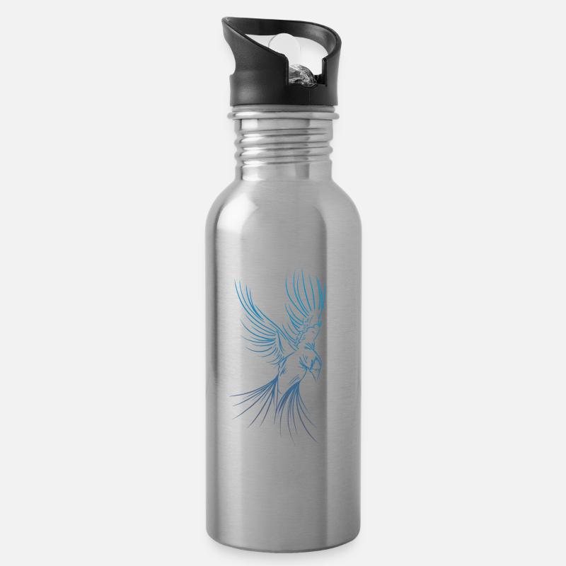 Phönix - Trinkflasche mit integriertem Trinkhalm - Lightsilver