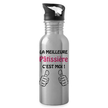 Pâtissier / Pâtisserie / Cuisine / Chef / Gâteau - Gourde avec paille intégrée - argent clair - Droite
