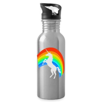 Regenbogen Märchen - Trinkflasche mit integriertem Trinkhalm - Lightsilver - Rechts
