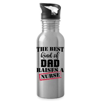 The Best Dad Raises A Nurse - Trinkflasche mit integriertem Trinkhalm - Lightsilver - Rechts
