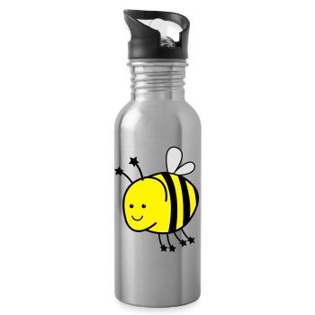 lustige_biene - Trinkflasche mit integriertem Trinkhalm - Lightsilver - Rechts
