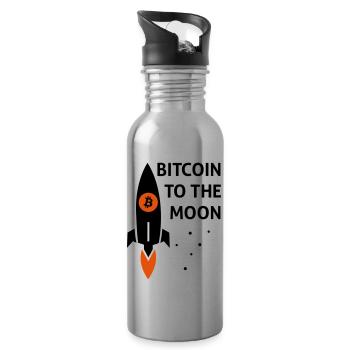 bitcoin to the moon - Water bottle with straw - silver - Right
