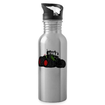 Tractor - tug - farmer - farmer - Water bottle with straw - silver - Right