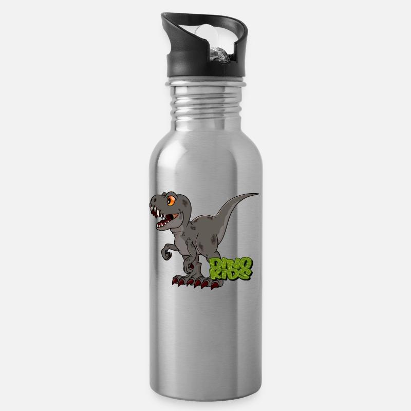 T-Rex Baby - Trinkflasche mit integriertem Trinkhalm - Lightsilver
