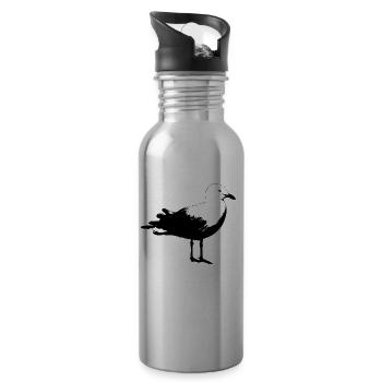 Möwe Strand Urlaub Reisen Meer Sonne - Trinkflasche mit integriertem Trinkhalm - Lightsilver - Rechts