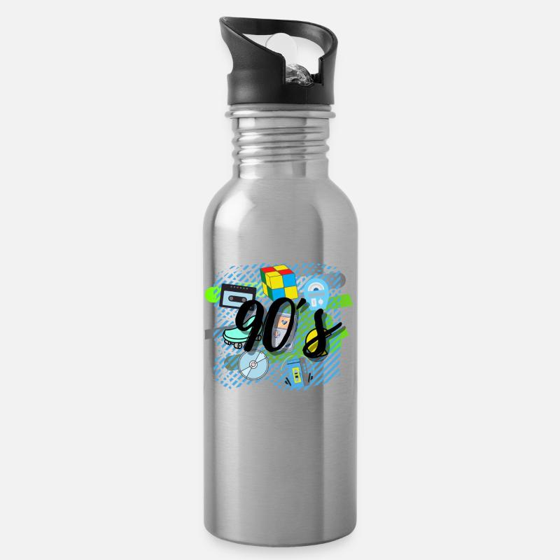 90s - Water bottle with straw - silver