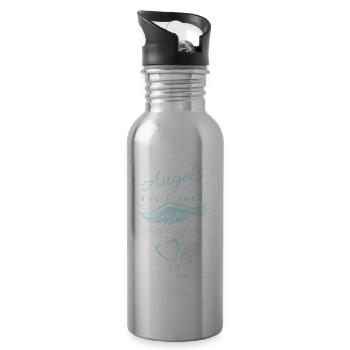 Angels don't need Wings - Water bottle with straw - silver - Right