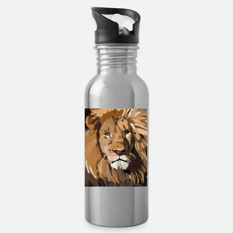 Lion - Gourde avec paille intégrée - argent clair