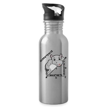 Hippotenuse Cool Fun Shirt Pythagoras Math Lovers - Water bottle with straw - silver - Right