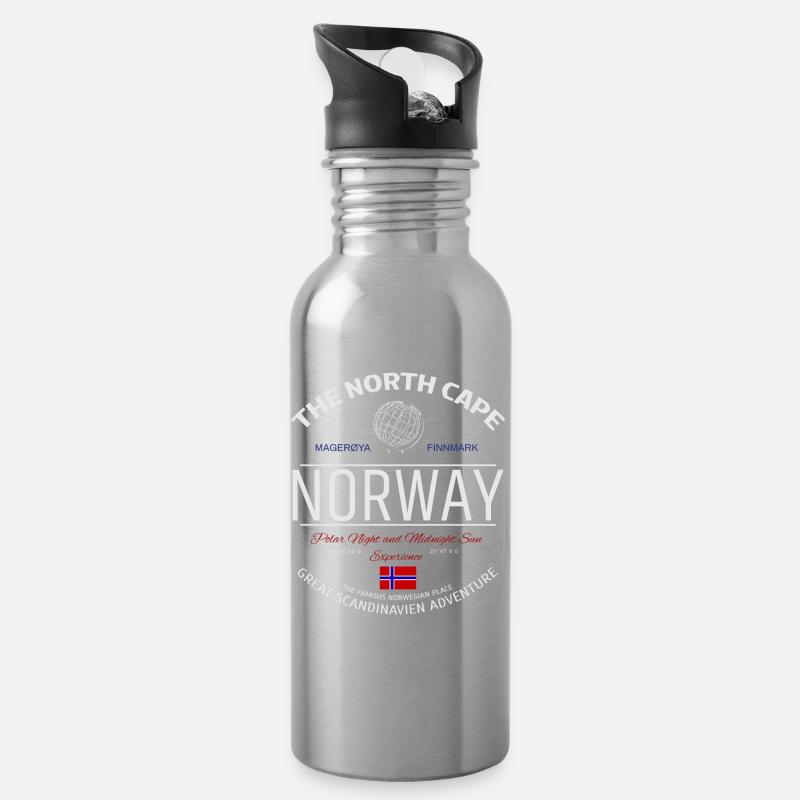 Cap Nord Norvège Scandinavie Aventure - Gourde avec paille intégrée - argent clair