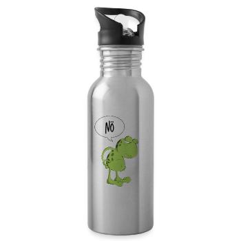 Nö Frosch Kröte Lustiger Spruch Keine Lust Tier - Trinkflasche mit integriertem Trinkhalm - Lightsilver - Rechts