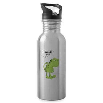 Lass mich doch Frosch Morgenmuffel Müde Kröte Frog - Trinkflasche mit integriertem Trinkhalm - Lightsilver - Rechts