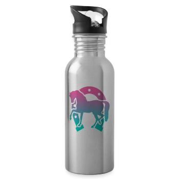 Pferde Pferd Reiten Hufeisen - Trinkflasche mit integriertem Trinkhalm - Lightsilver - Rechts