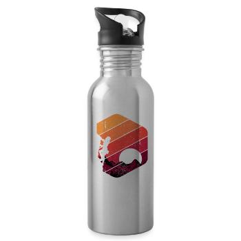 Felsklettern Klettern Retro - Trinkflasche mit integriertem Trinkhalm - Lightsilver - Rechts