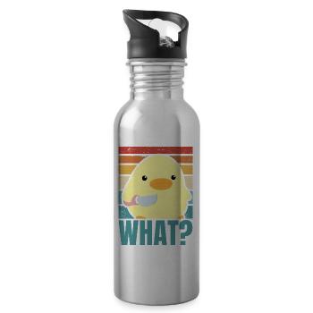 Ente mit Messer Meme Küken Huhn Gans Was Retro Sun - Trinkflasche mit integriertem Trinkhalm - Lightsilver - Rechts
