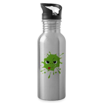 Monster Kinder Gesicht Süß Frech Farbklecks Splash - Trinkflasche mit integriertem Trinkhalm - Lightsilver - Rechts