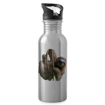 Sloth lovers gift | Sloth Design - Water bottle with straw - silver - Right