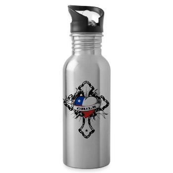 Chile - Water bottle with straw - silver - Right