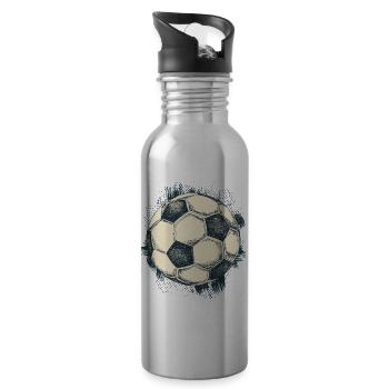 Retro Fussball - Soccer Ball - Fussballspieler - Trinkflasche mit integriertem Trinkhalm - Lightsilver - Rechts