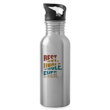 Best Uncle Ever Bester Onkel Patentante Vintage - Trinkflasche mit integriertem Trinkhalm - Lightsilver - Rechts