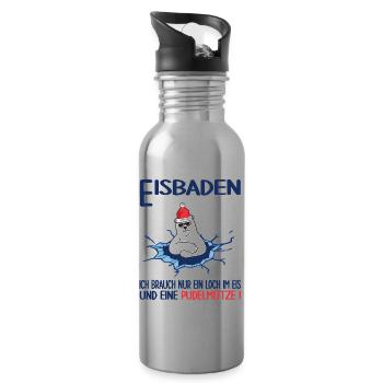 winterbader winterschwimmen pudelmütze eisbaden - Trinkflasche mit integriertem Trinkhalm - Lightsilver - Rechts