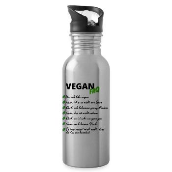 VEGAN Regeln veganer veganerin geschenk tiere - Trinkflasche mit integriertem Trinkhalm - Lightsilver - Rechts