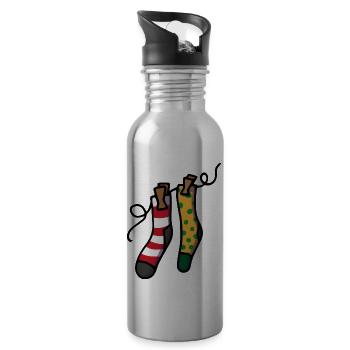 Chaussettes colorées Chaussettes de Noël Père Noël - Gourde avec paille intégrée - argent clair - Droite