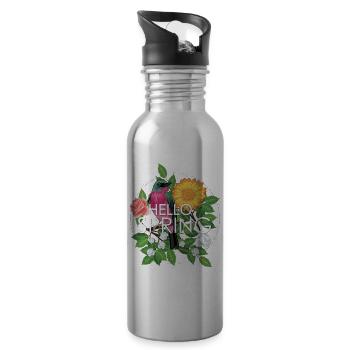 Bonjour le printemps - Gourde avec paille intégrée - argent clair - Droite