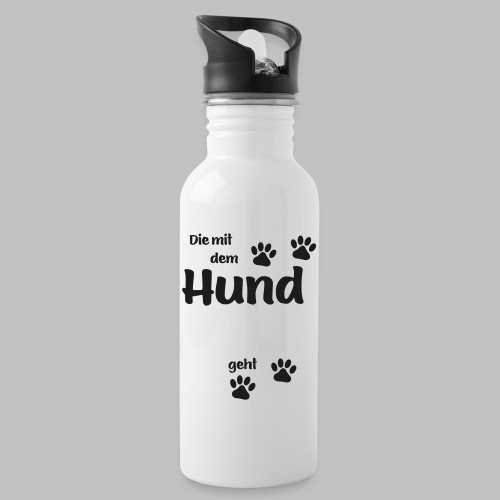 Die mit dem Hund geht - Black - personalisierbar - Trinkflasche mit integriertem Trinkhalm