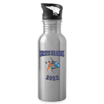 Geschenk zur Einschulung - Trinkflasche mit integriertem Trinkhalm - Lightsilver - Rechts