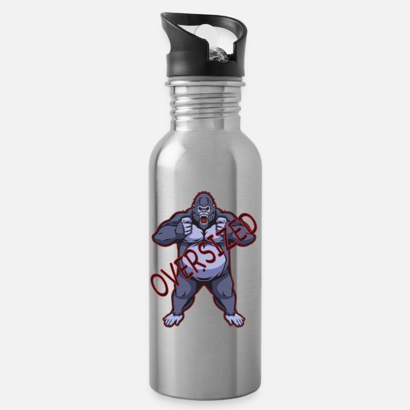 Gorilla Oversized Powerlifting Heavyweight Bulking - Trinkflasche mit integriertem Trinkhalm - Lightsilver