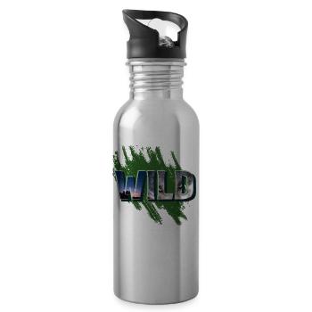 Coole Wildinschrift mit einem Wolf - Trinkflasche mit integriertem Trinkhalm - Lightsilver - Rechts