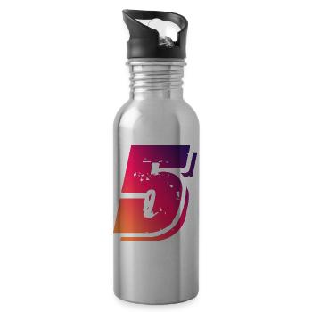5 Number symbol - Water bottle with straw - silver - Right