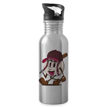 frappeur de baseball personnage de dessin animé rétro funky - Gourde avec paille intégrée - argent clair - Droite