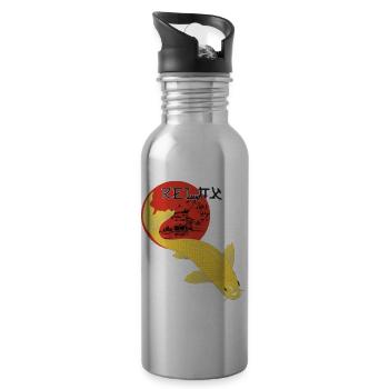 Relax Koi Karpfen Japan Gartenteich Showa - Trinkflasche mit integriertem Trinkhalm - Lightsilver - Rechts
