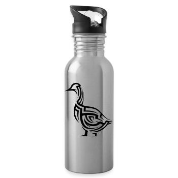 Ente Tribal Tattoo - Trinkflasche mit integriertem Trinkhalm - Lightsilver - Rechts