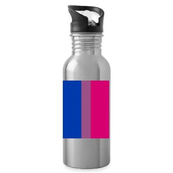 LGBTQ Bi Flagge - Trinkflasche mit integriertem Trinkhalm - Lightsilver - Rechts