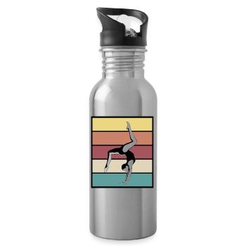 Turnen, Turnerin - Retro Gymnastics - Trinkflasche mit integriertem Trinkhalm - Lightsilver - Rechts