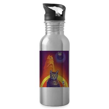 Egyptian God Cat - Water bottle with straw - silver - Right