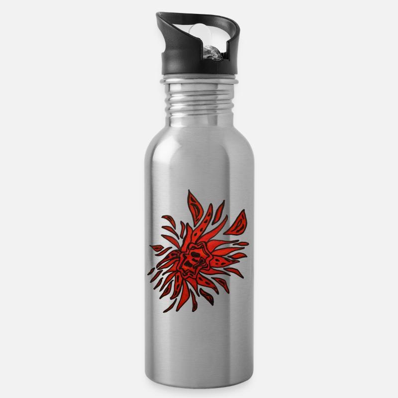 Feuerfunke - Trinkflasche mit integriertem Trinkhalm - Lightsilver