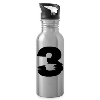 3 Zahl - Trinkflasche mit integriertem Trinkhalm - Lightsilver - Rechts