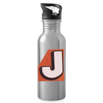 Retro-Buchstabe J - Trinkflasche mit integriertem Trinkhalm - Lightsilver - Rechts