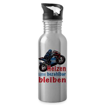 Motorrad Biker lustiger Spruch Motorsport Race - Trinkflasche mit integriertem Trinkhalm - Lightsilver - Rechts