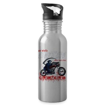 Sensenmann auf Motorrad viele Idioten eine Sense - Trinkflasche mit integriertem Trinkhalm - Lightsilver - Rechts