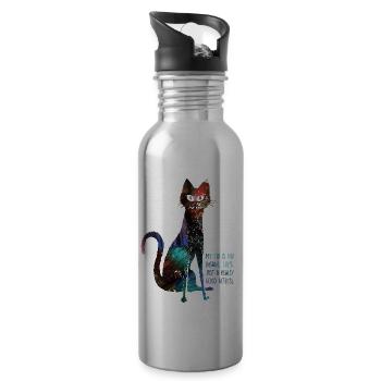 My Cat is good actress - Water bottle with straw - silver - Right
