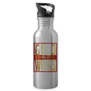 Gold is nothing without wings / gold wing - Water bottle with straw - silver - Right