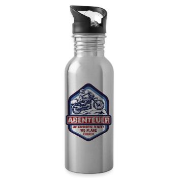 Abenteuer beginnen dort wo Pläne enden -Motorrad - Trinkflasche mit integriertem Trinkhalm - Lightsilver - Rechts