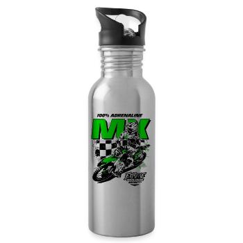 Moto Cross - Motocross - Supercross - MX - SX - Trinkflasche mit integriertem Trinkhalm - Lightsilver - Rechts